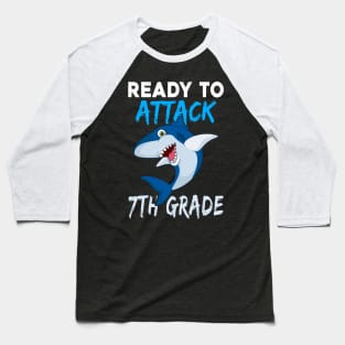 Shark Kids Ready To Attack 7Th Grade Boys Back To School Baseball T-Shirt